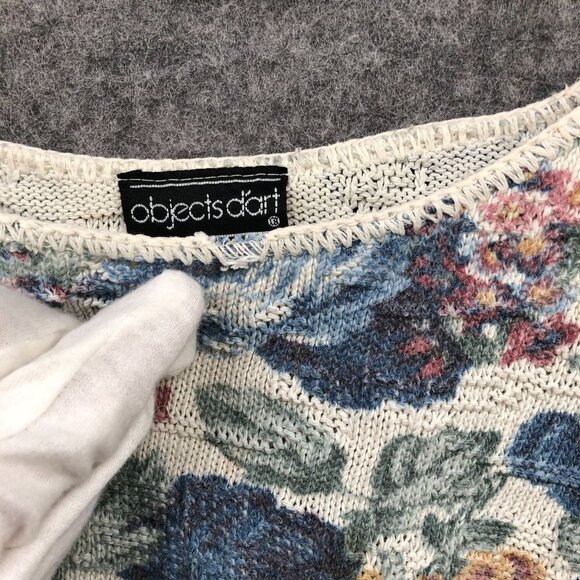 VTG Objects Dart Womens Grandma Floral Knit Long Sleeve Top Size L Granny - Picture 10 of 12